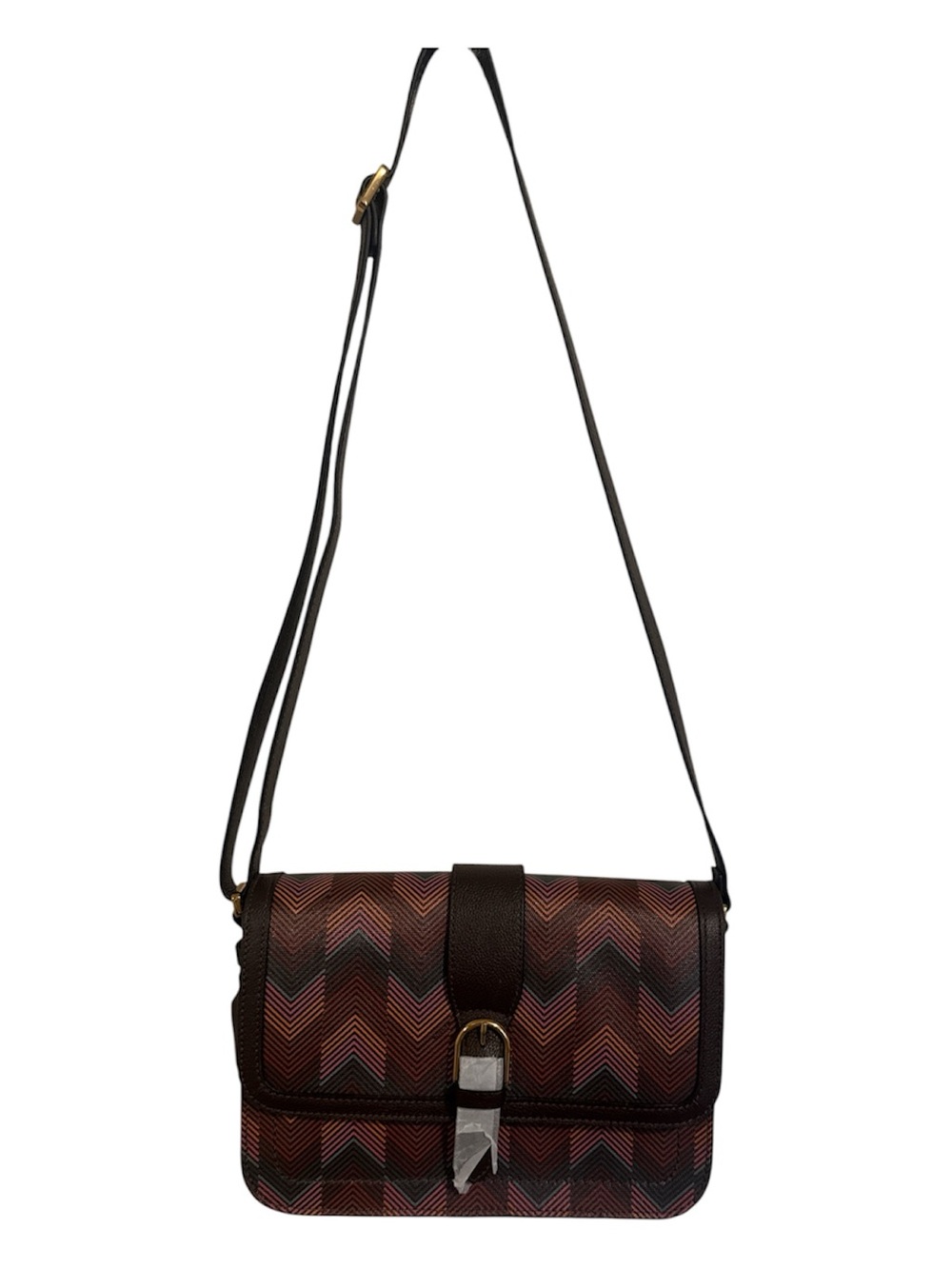 Fossil Chevron Crossbody Bag in Brown and Black